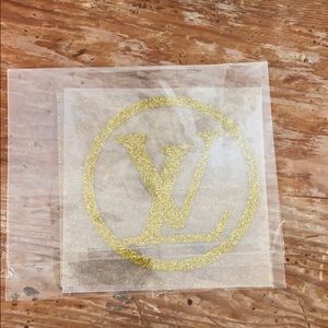 Louis Vuitton gold sparkle iron on logo
